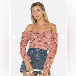 Lovers + Friends Rayna Off the Shoulder Top In Amber Floral Size XS